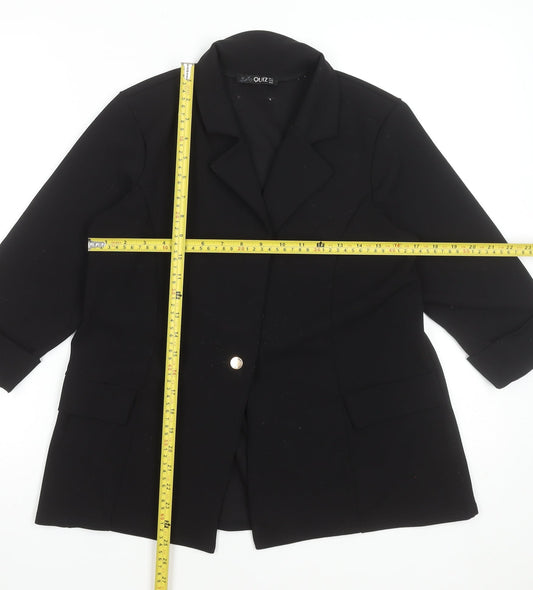Quiz Women’s Black Blazer Size 12 Classic Mid-Length Jacket