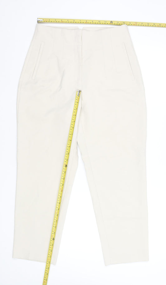 Womens UK Size L Zara Slim Fit Business Casual Formal Workwear Ivory Trousers