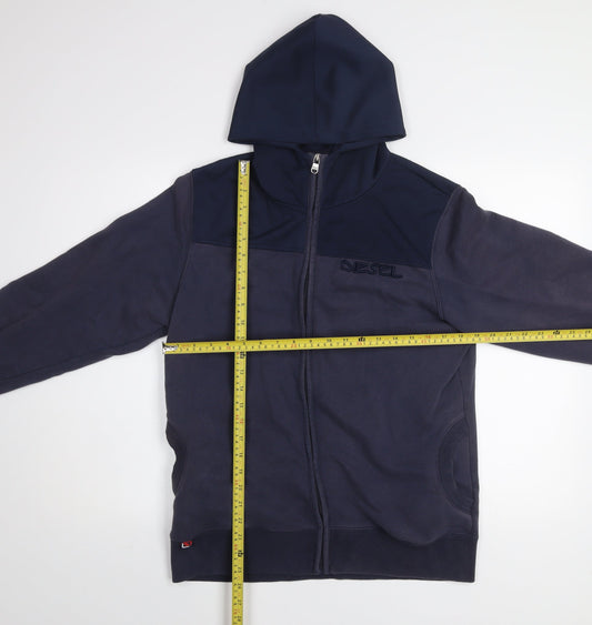 Diesel Mens Blue Hooded Full Zip Activewear Jacket Size L