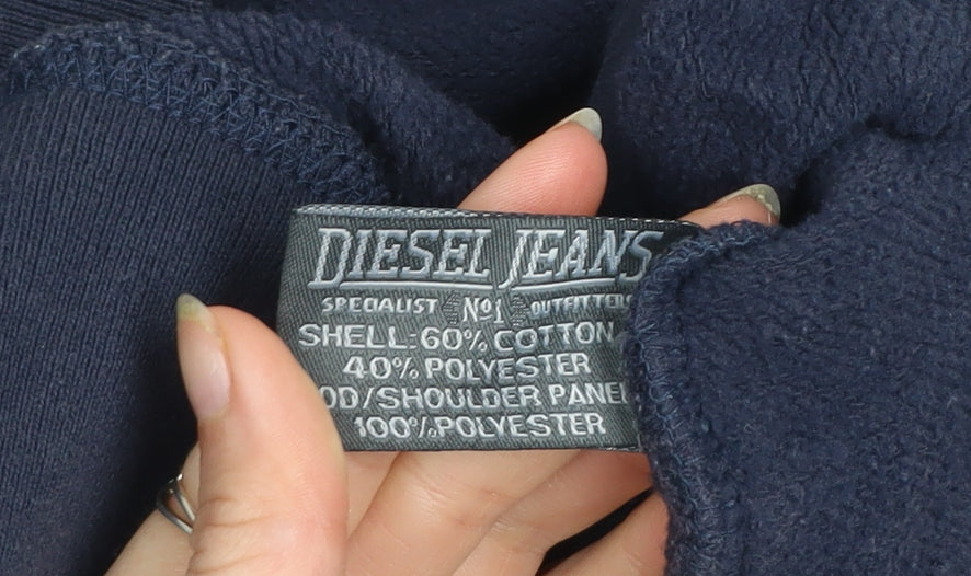 Diesel Mens Blue Hooded Full Zip Activewear Jacket Size L