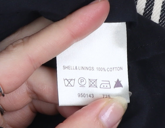 Phase Eight Womens Black White Striped Cotton Trench Coat Size 12