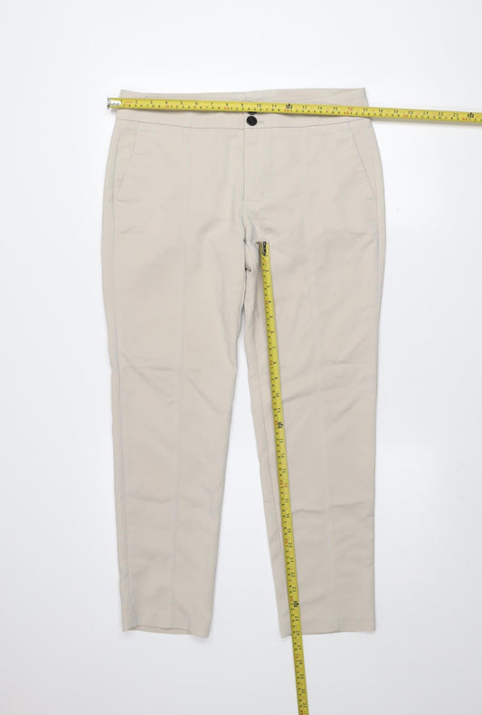 Mango Women Beige Chino Trousers Size 10 Slim Fit Stretch