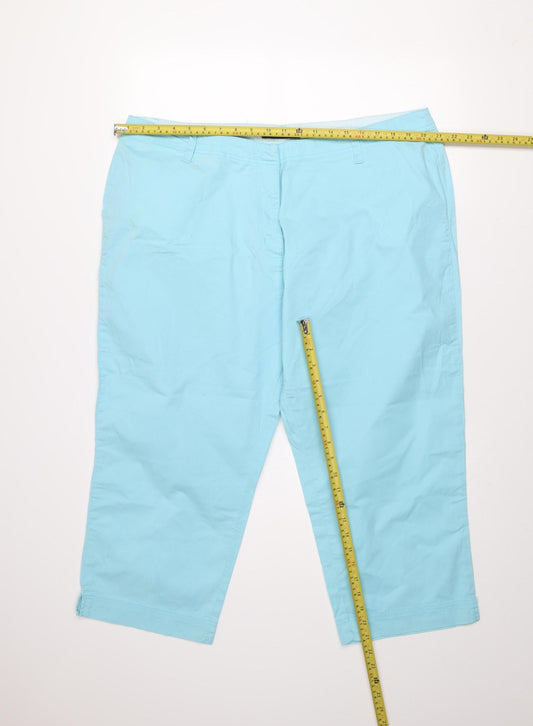 Dunnes Stores Women's Blue Capri Trousers Size 20 Cotton Stretch