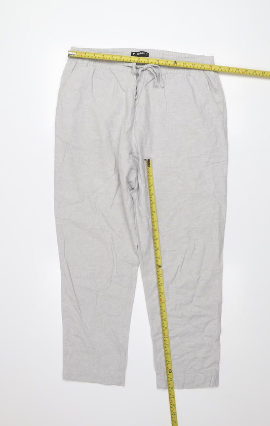 Dunnes Men's Grey Linen Blend Chino Trousers Size M