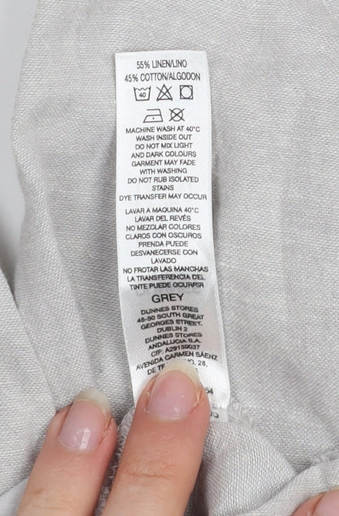 Dunnes Men's Grey Linen Blend Chino Trousers Size M