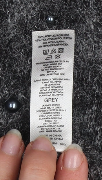 Gallery Women's Grey Beaded Animal Knit Jumper Size M