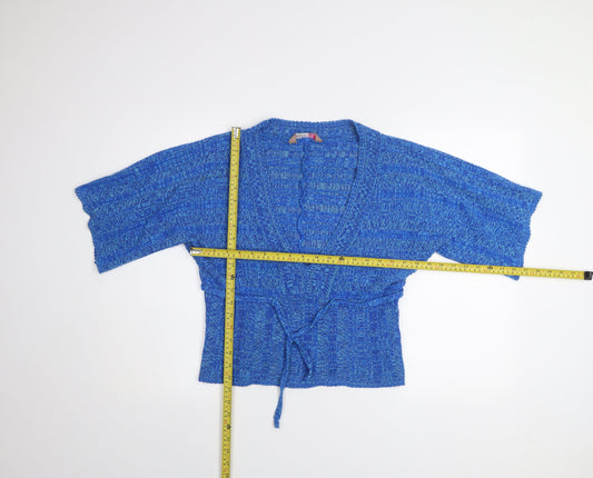 Womens UK Size 12-14 A|wear Blue Wrap Jumper