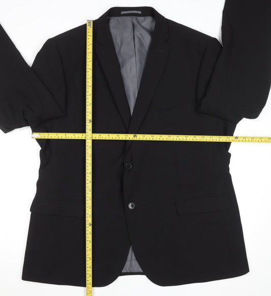 George Men's Black Regular Fit Suit Jacket 46R Polyester Blazer