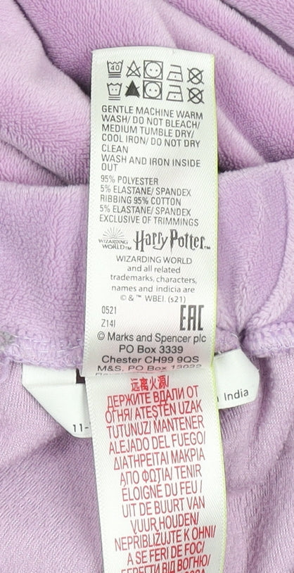 Additional view of Marks & Spencer girls’ purple harry potter hogwarts velour jogger trousers 11-12 years