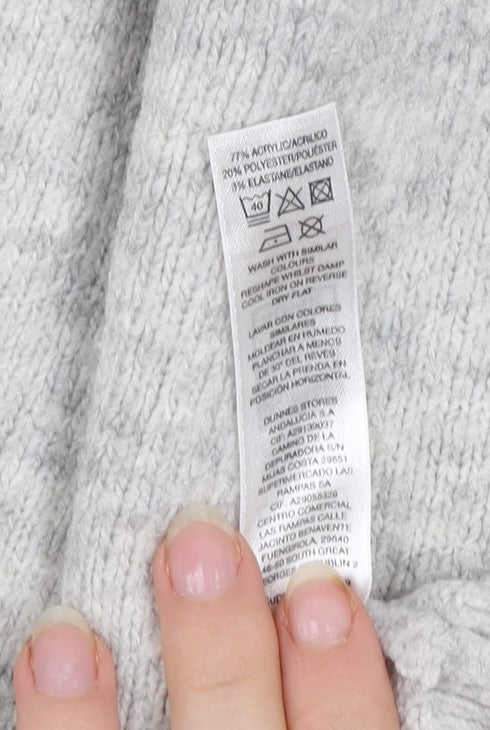 Dunnes Women’s Grey Acrylic Blend Hoodie Medium Casual Pullover