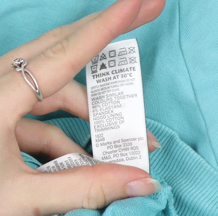 Marks and Spencer Womens Blue Size 16 Hooded Full Zip Track Jacket