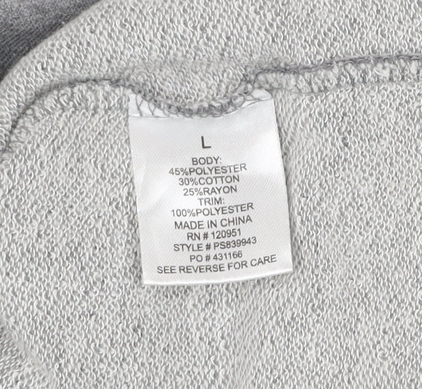 Womens UK Size L Pink Rose Grey Pullover Sweatshirt