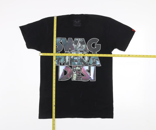 Soulstar Men's Black SWAG MERA DESI Graphic Print T-Shirt Medium