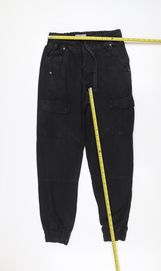 Another Influence Men's Black Cotton Cargo Trousers M