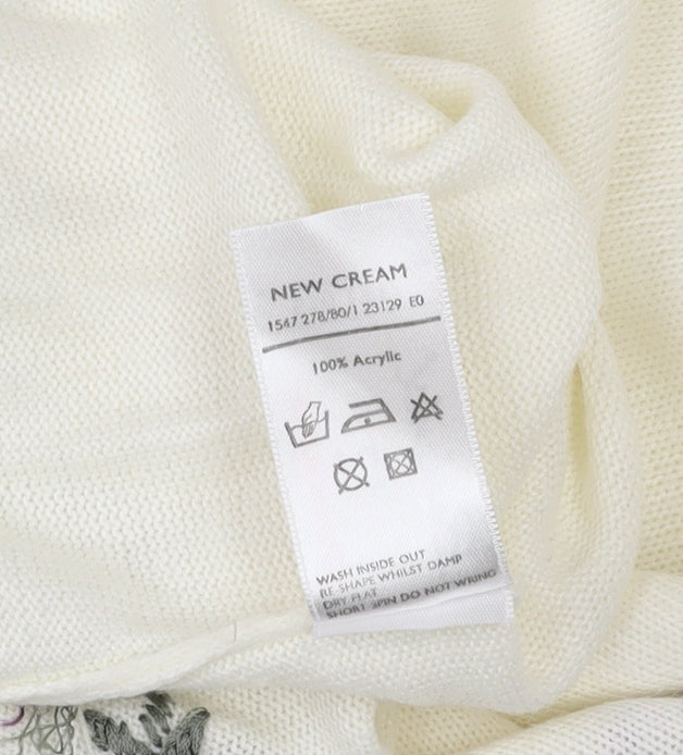 Berkertex Women's Ivory Floral Embroidered Knit Top Size 12