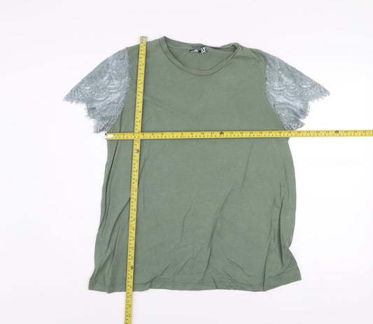 ASOS DESIGN Women’s Green Lace Sleeve Maternity T-Shirt UK 14