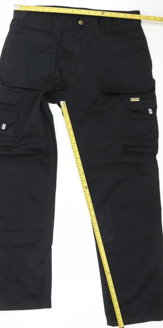 Kerosene Workwear Men's Black Cargo Trousers 34x32.5 Regular Fit