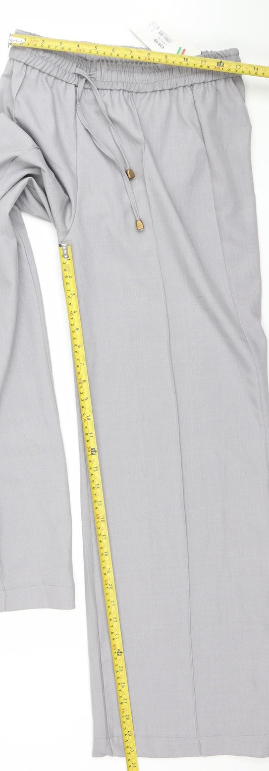 Womens UK Size L Zapara Relaxed Fit Wide-Leg Grey Trousers