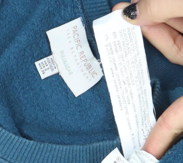 Womens UK Size S Pull&Bear Blue Pullover Sweatshirt