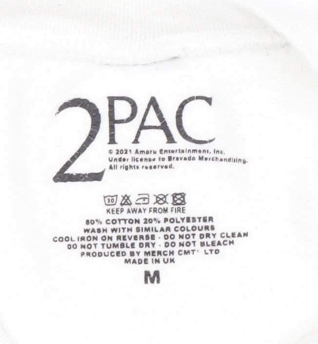 2PAC Men's White Medium Pullover Graphic Sweatshirt