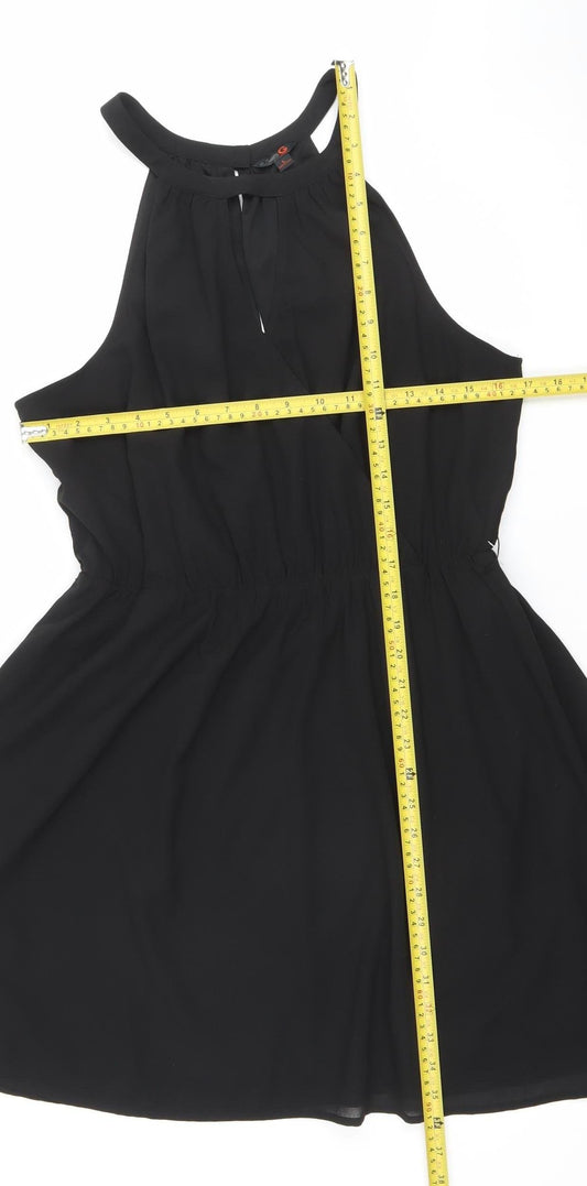 GUESS Women's Black Halter A-Line Chiffon Short Dress Size L