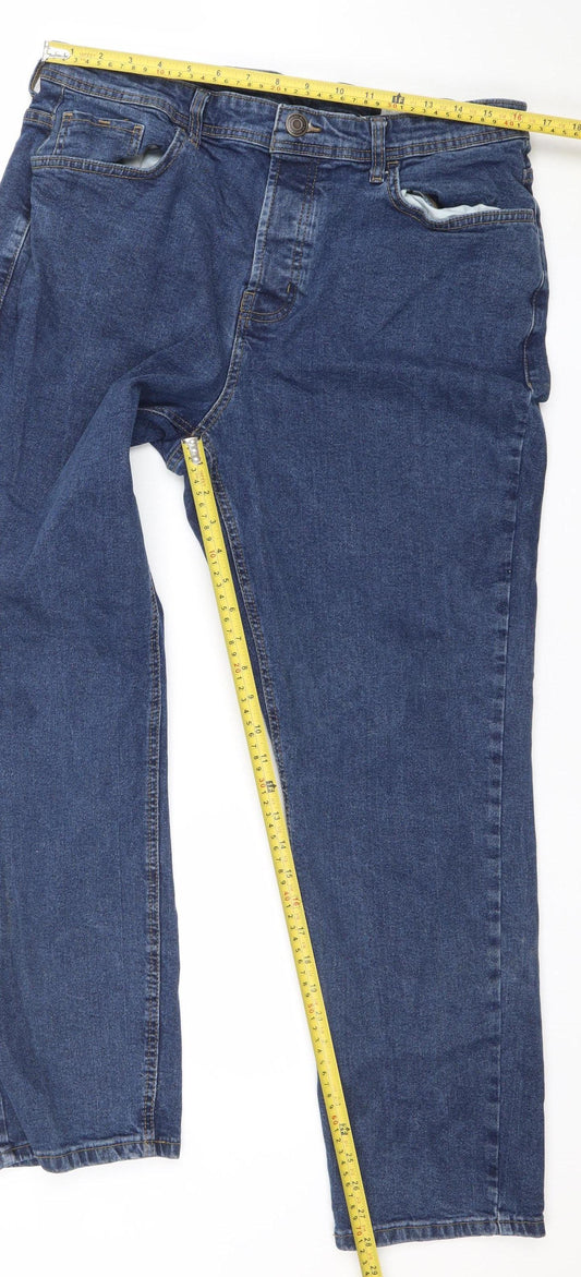 Denim Co. Men's Blue Regular Fit Straight Jeans 36W 30L