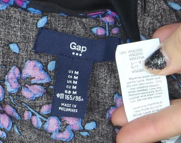 GAP Women's Black Floral Sleeveless Knee Length Shift Dress Size M