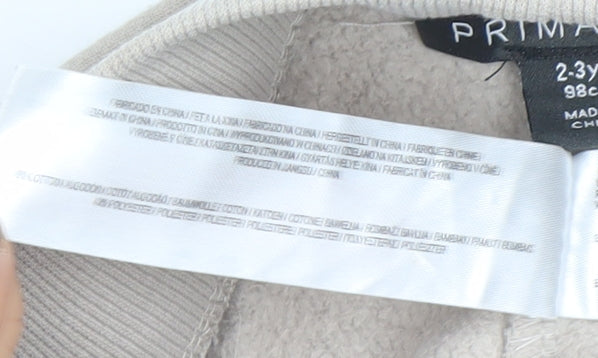 Primark Girls Beige Sweatpants 2-3 Years Elastic Waist Fleece Activewear Trousers