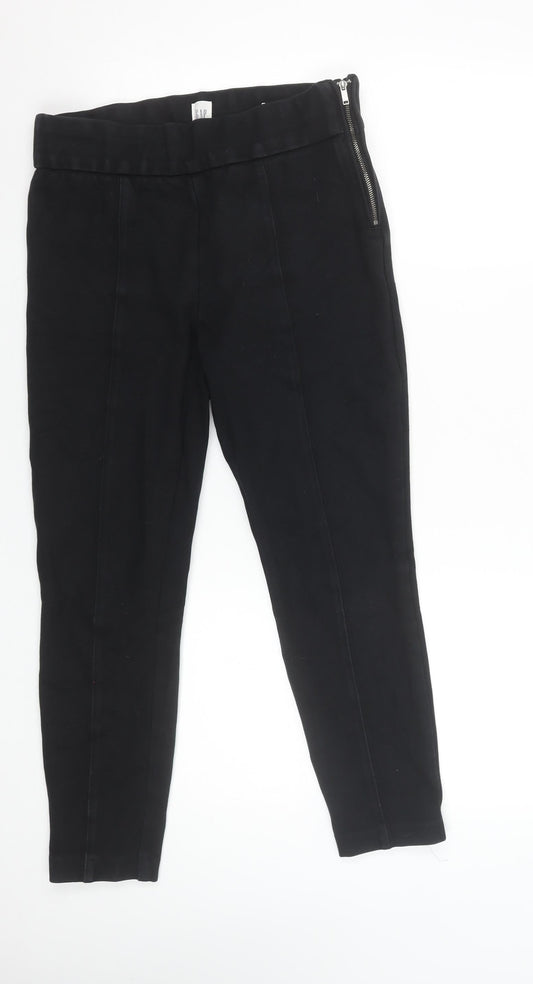 Gap Women Black Side Zip Leggings Medium Cotton Blend Stretch