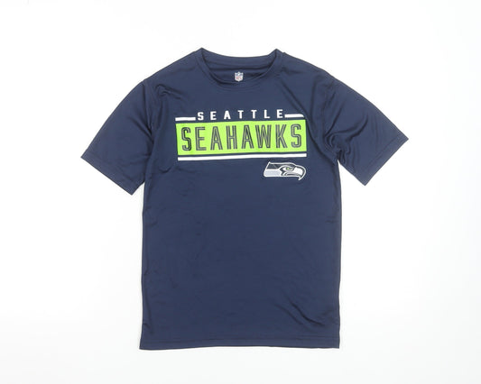 NFL Boys Navy Seattle Seahawks Short Sleeve T-Shirt Size 8 Polyester