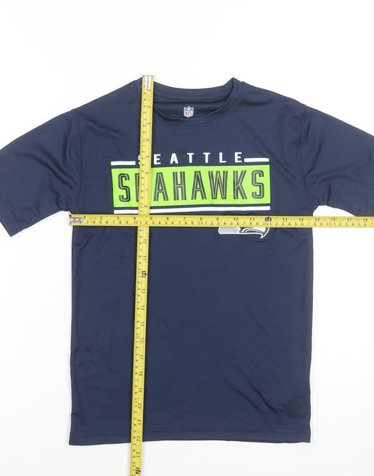 NFL Boys Navy Seattle Seahawks Short Sleeve T-Shirt Size 8 Polyester