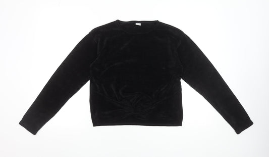 Additional front view of Lindex Teens Black Velvet Long Sleeve Blouse, size L