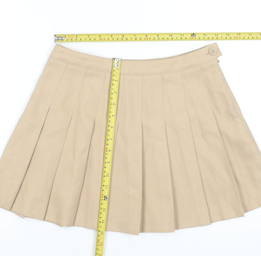 Forever 21 Women Beige Pleated Short Skirt Size M