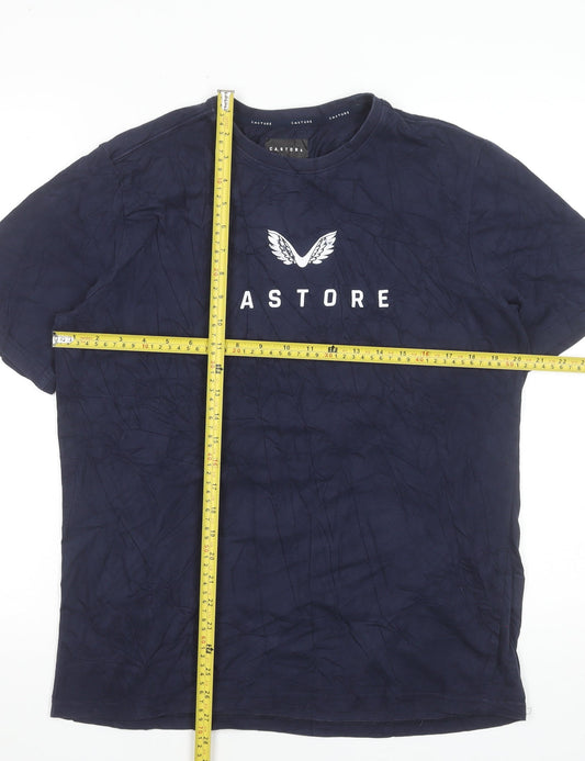 Castore Men's Blue Medium Crew Neck Stretch Performance T-Shirt