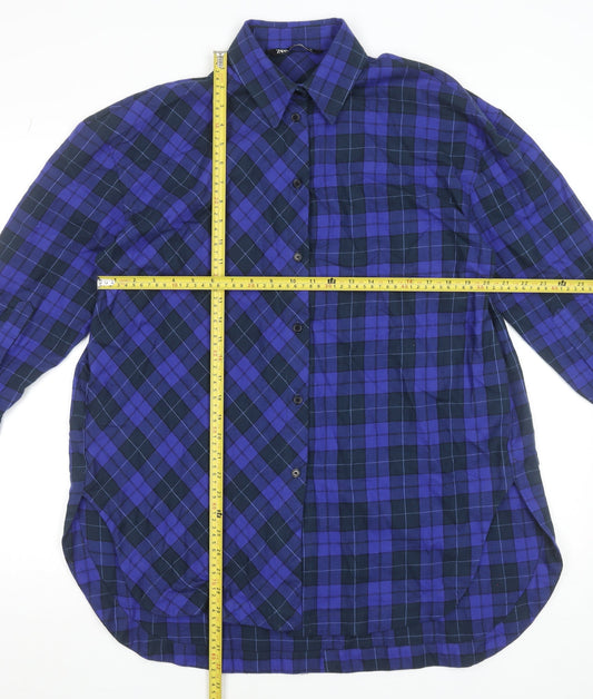 Womens UK Size XS Zara Blue Basic Button-Up