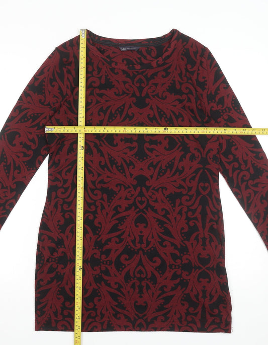 Marks and Spencer Women Red Knit Shift Dress Size 12 Long Sleeve