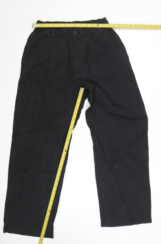 Womens UK Size S Zara Relaxed Fit Cropped Black Trousers