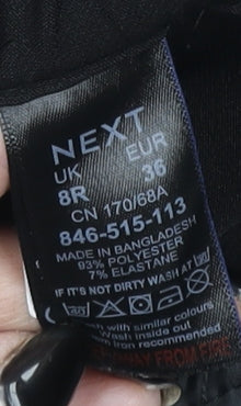 Womens UK Size 8 NEXT Slim Fit Business Casual Workwear Black Trousers