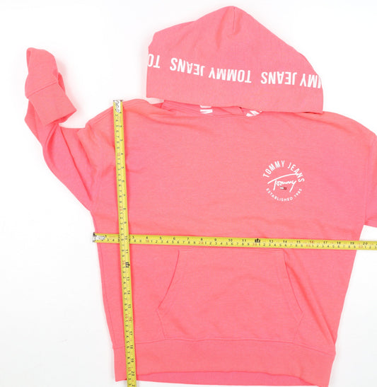 Womens UK Size XS Tommy Jeans Pink Pullover Hoodie