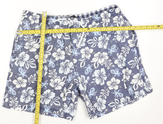 Dunnes Men’s Navy Floral Swim Shorts Large Classic Fit Summer