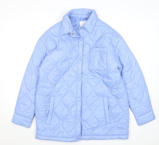 Womens UK Size XS Primark Blue Quilted Coat