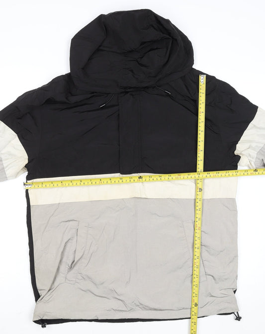 Primark Men’s Black Colourblock Hooded Windbreaker Jacket Size M