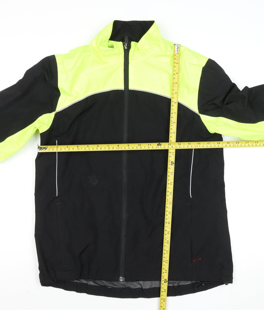 Crane Womens Black Yellow Medium 12-14 Windbreaker Jacket Reflective Cycling