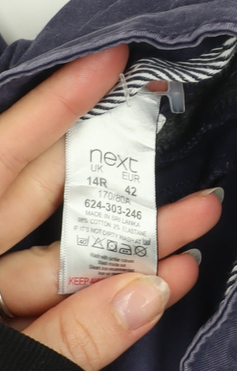 Marks and Spencer Women's Blue Chino Trousers Size 14R Cotton Blend