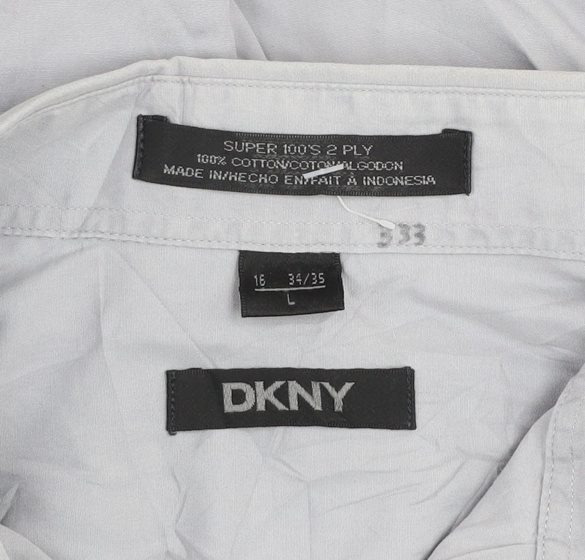 Mens UK Collar Size L DKNY Smart Grey Dress Shirt