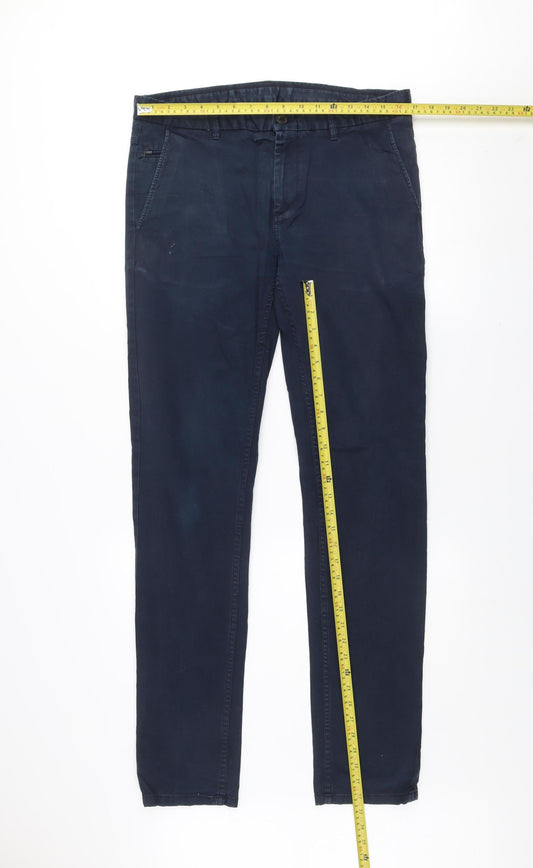 Zara Man Blue Slim Fit Chino Trousers Men’s 34W 32L Cotton Blend