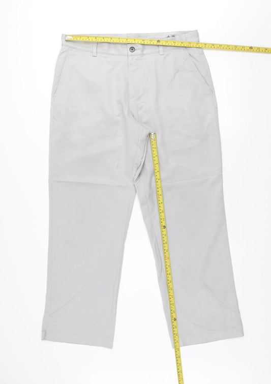 Adidas Men Grey 34x30 Climalite Golf Khaki Trousers Regular Fit