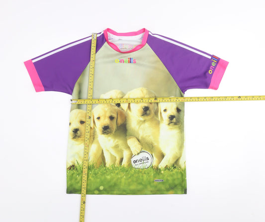 O'Neills Girls Multicoloured 10-11 Years Labrador Graphic Sports T-Shirt