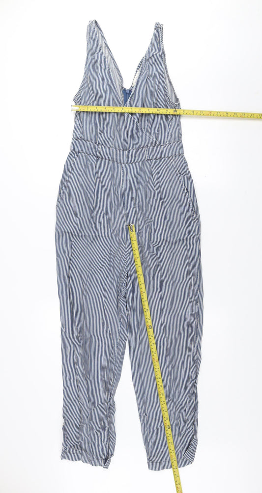 French Connection Women Blue Striped 100% Lyocell Jumpsuit UK 10