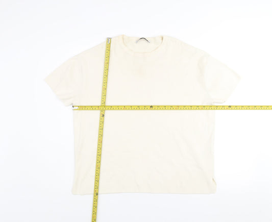 Womens UK Size S Zara Ivory Basic T-Shirt